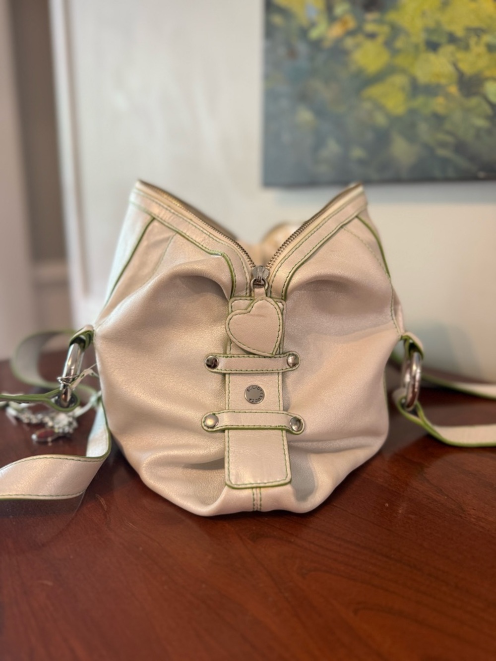 Elliott Lucca Pearly White Leather Shoulder Bag | Y2K Charm Bag Spring Summer 🤍 - Picture 6 of 16